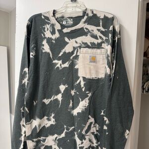 Carhartt Gray & White Tie-Dye Crewneck Tee